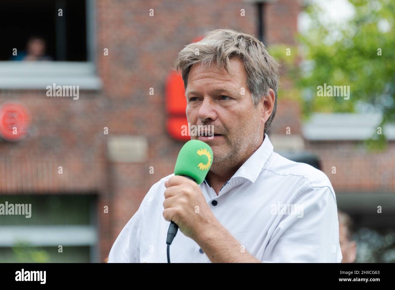 Porträt des Bundes Wirtschaftsministres Robert Habeck in Kiel BEI einer Wahlveranstaltung Banque D'Images