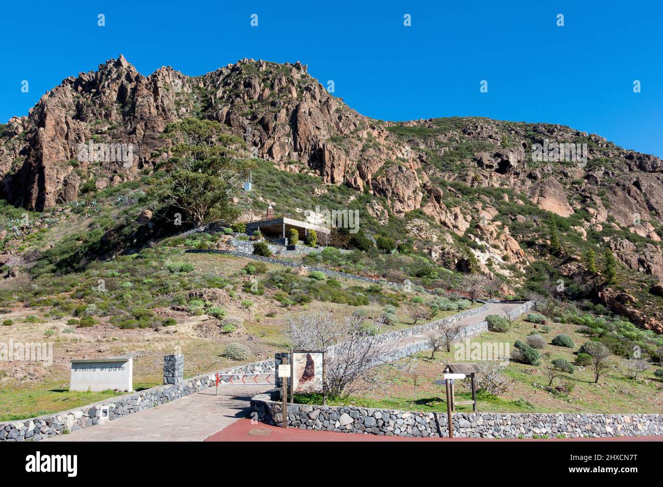 L'entrée de la chapelle El Paso petite chapelle dans les montagnes près d'Alajero à la Gomera, îles Canaries, Espagne Banque D'Images