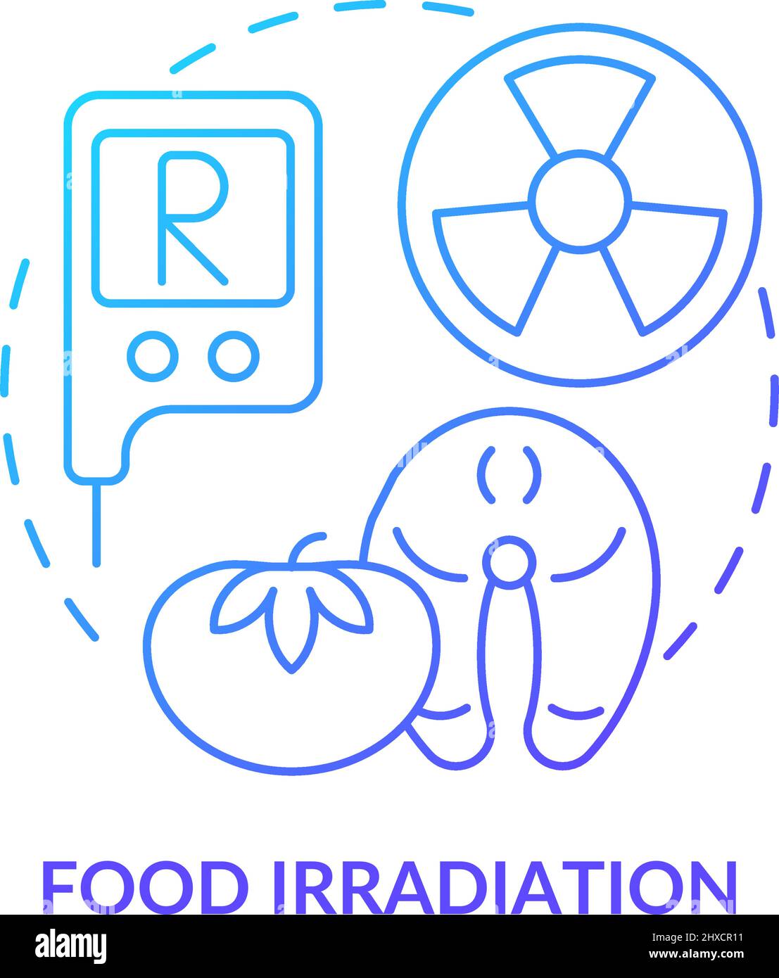 Icône de concept de gradient bleu d'irradiation des aliments Illustration de Vecteur
