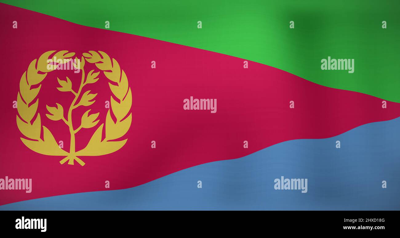 Image du drapeau émouvant de l'érythrée qui agite Banque D'Images