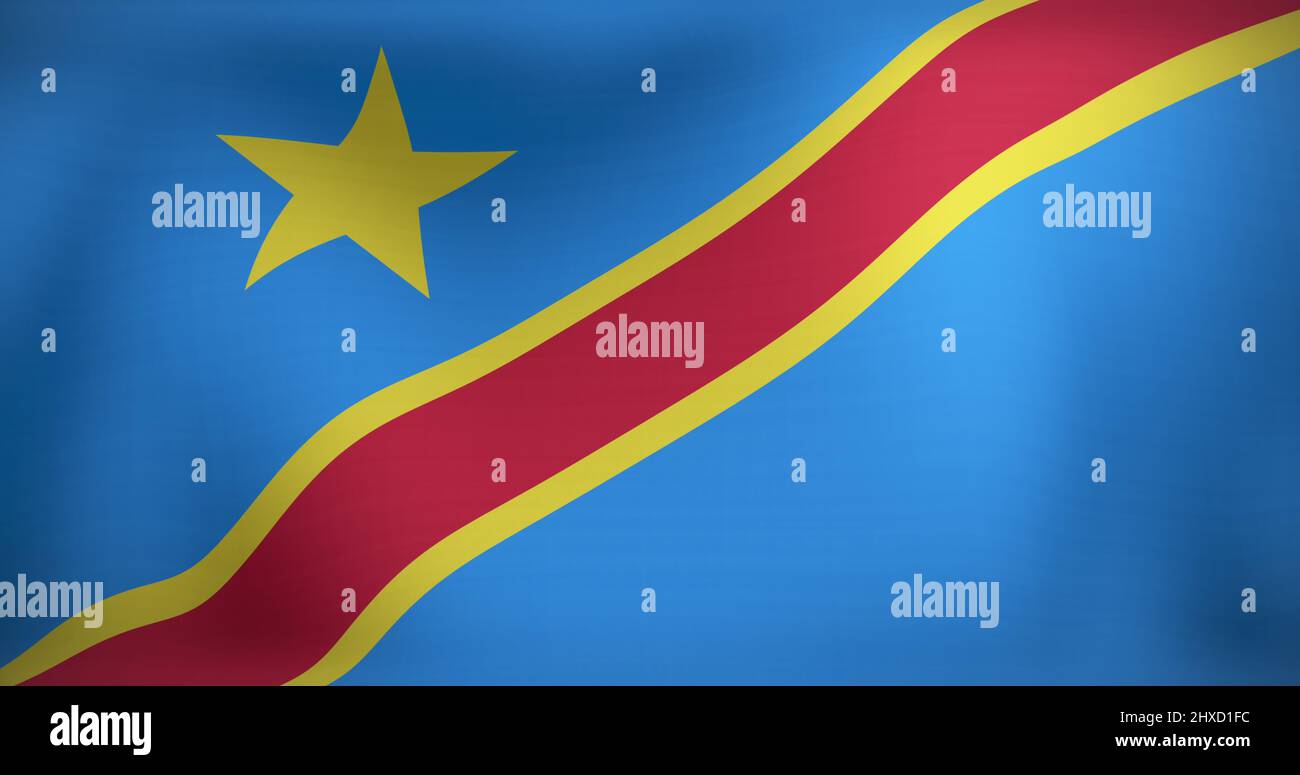 Image du drapeau émouvant de la république démocratique du congo Banque D'Images