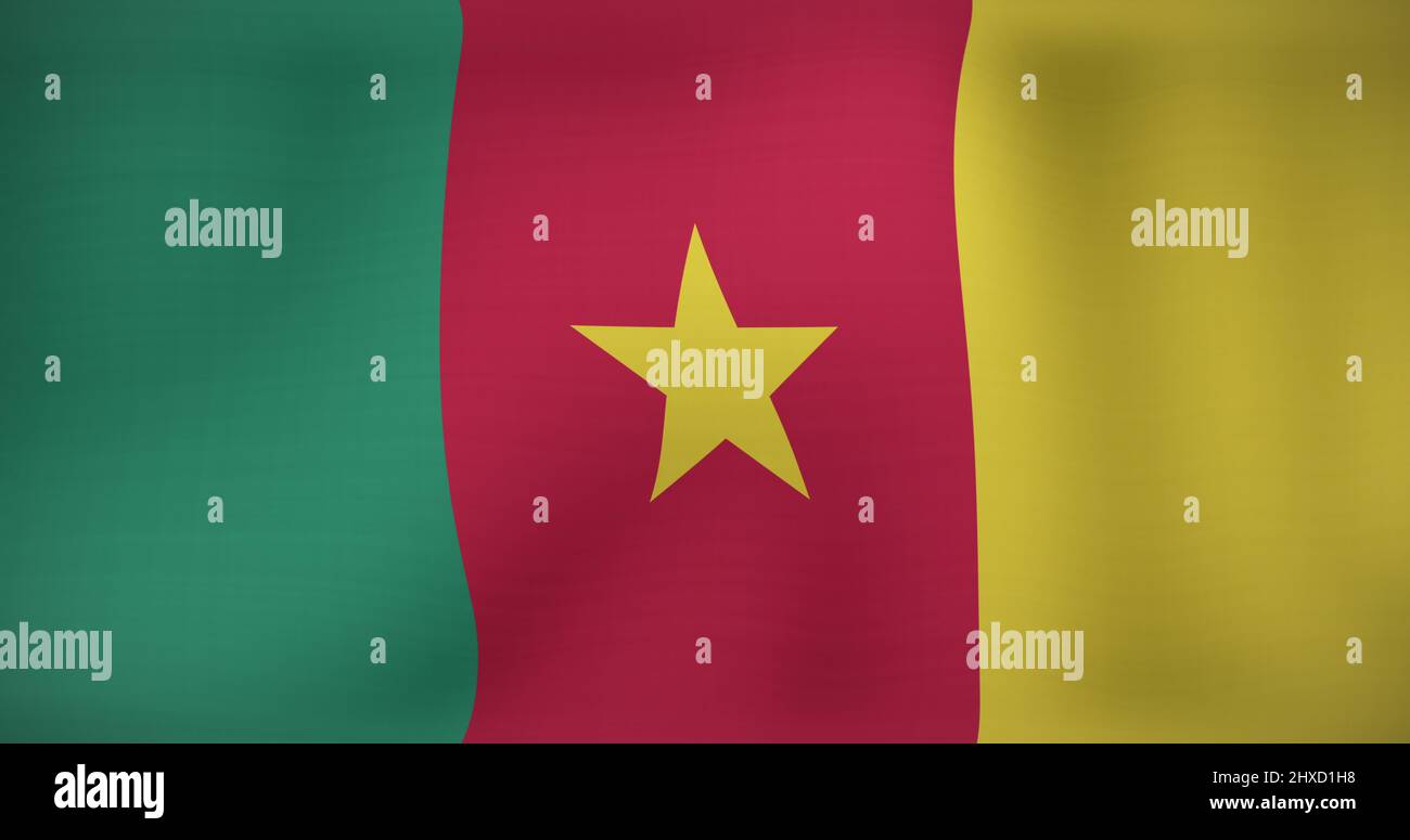 Image du drapeau émouvant du cameroun Banque D'Images