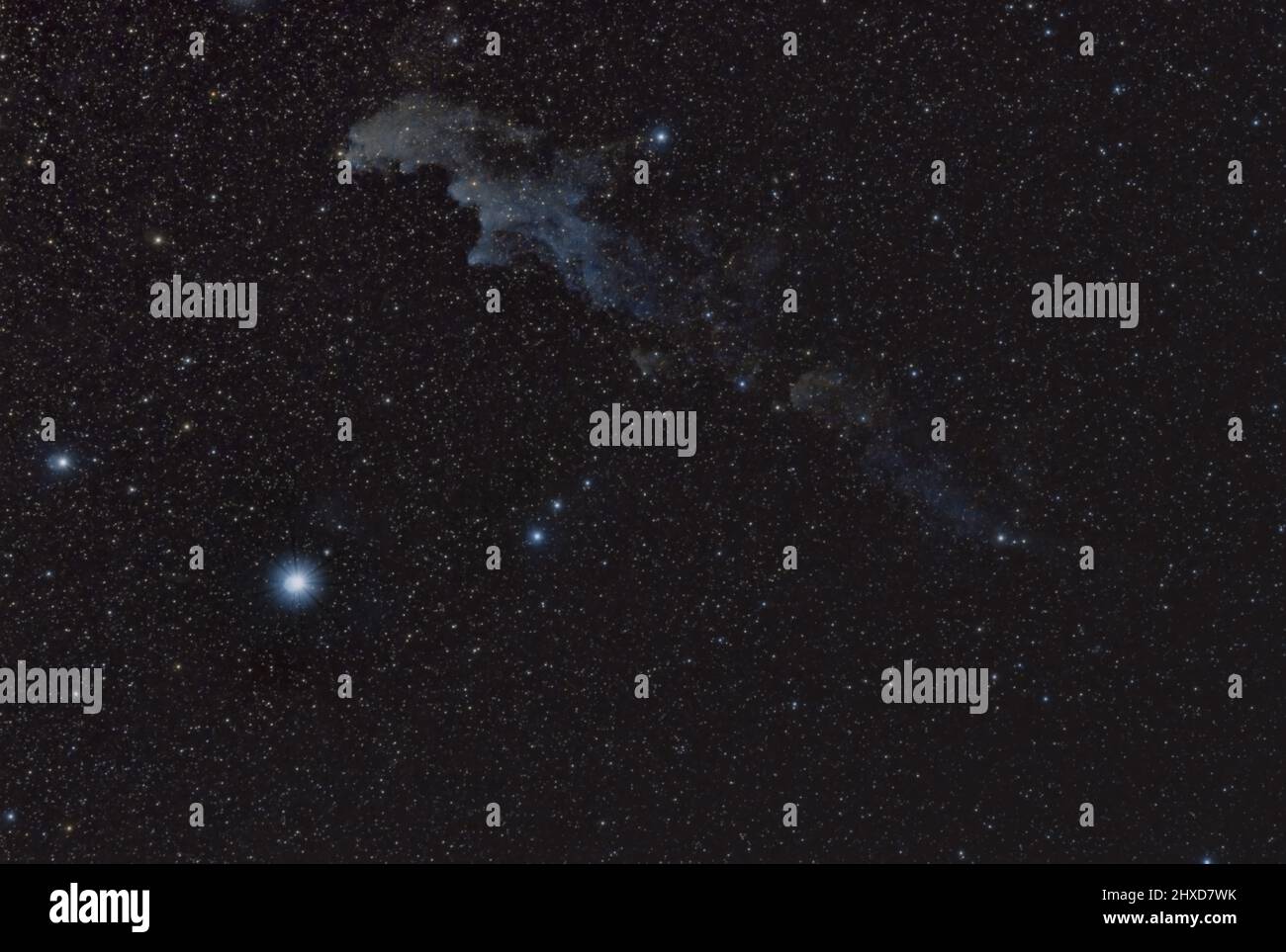 Nébuleuse à tête de sorcière IC 2118 nébuleuses à réflexion et Rigel dans le ciel nocturne Banque D'Images