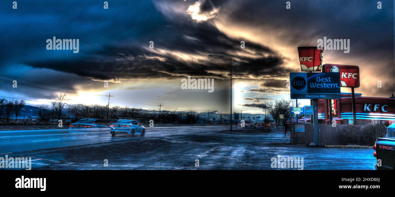 Alamosa dans la vallée de San Luis, Colorado. Banque D'Images