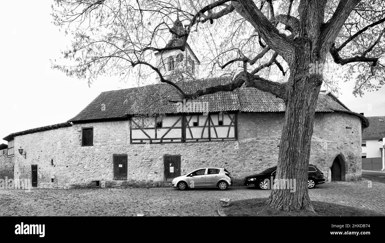 Château de l'église, église paroissiale, St. Andrew, hôtel de ville, Gaden, Winter, Oberstreu, Rhön-Grabfeld, Franconie, Allemagne, Europe, Banque D'Images