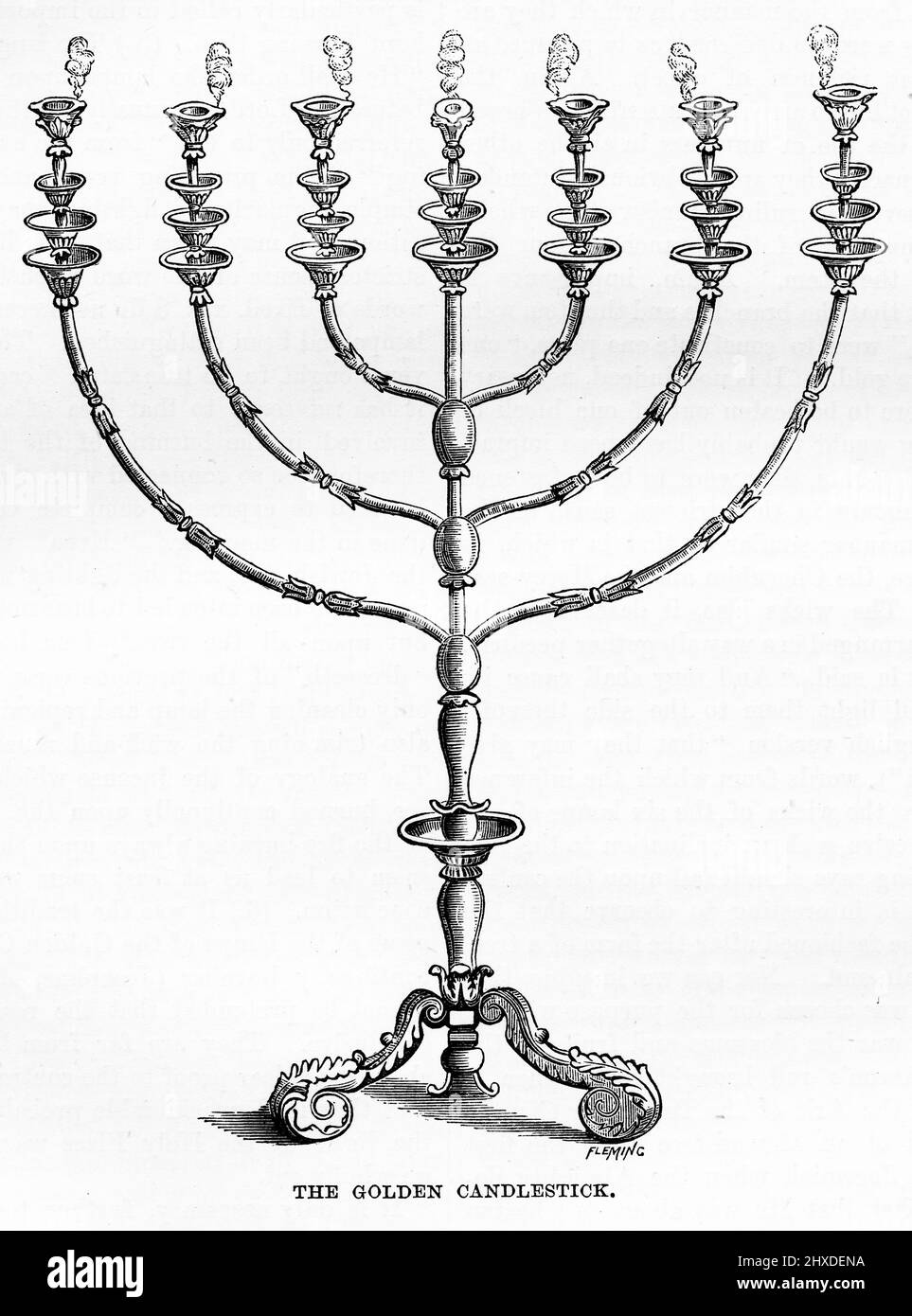 Gravure du chandelier doré du Temple de Jérusalem Banque D'Images