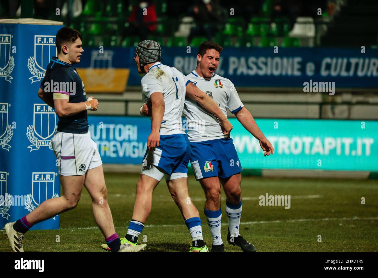 Trévise, Italie. 11th mars 2022. Bonheur Filippo Lazzarin (Italie) au cours de 2022 six nations de moins de 20 ans - Italie vs Ecosse, Rugby six Nations match à Trévise, Italie, Mars 11 2022 crédit: Agence de photo indépendante/Alamy Live News Banque D'Images