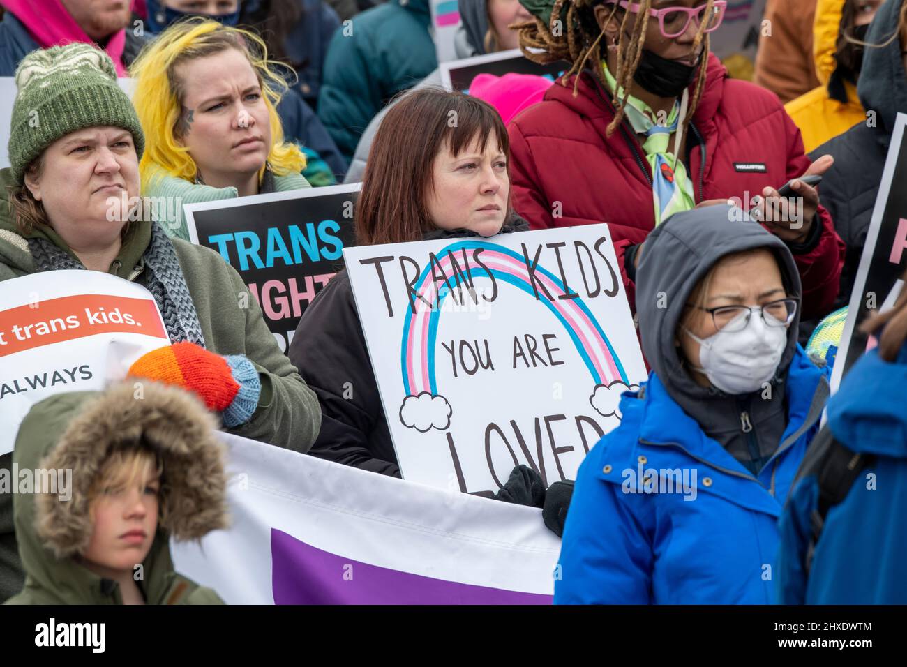 St. Paul, Minnesota. 6 mars 2022. Parce que les attaques contre les enfants transgenres sont en augmentation dans tout le pays, les Minnesota tiennent un rassemblement au CA Banque D'Images