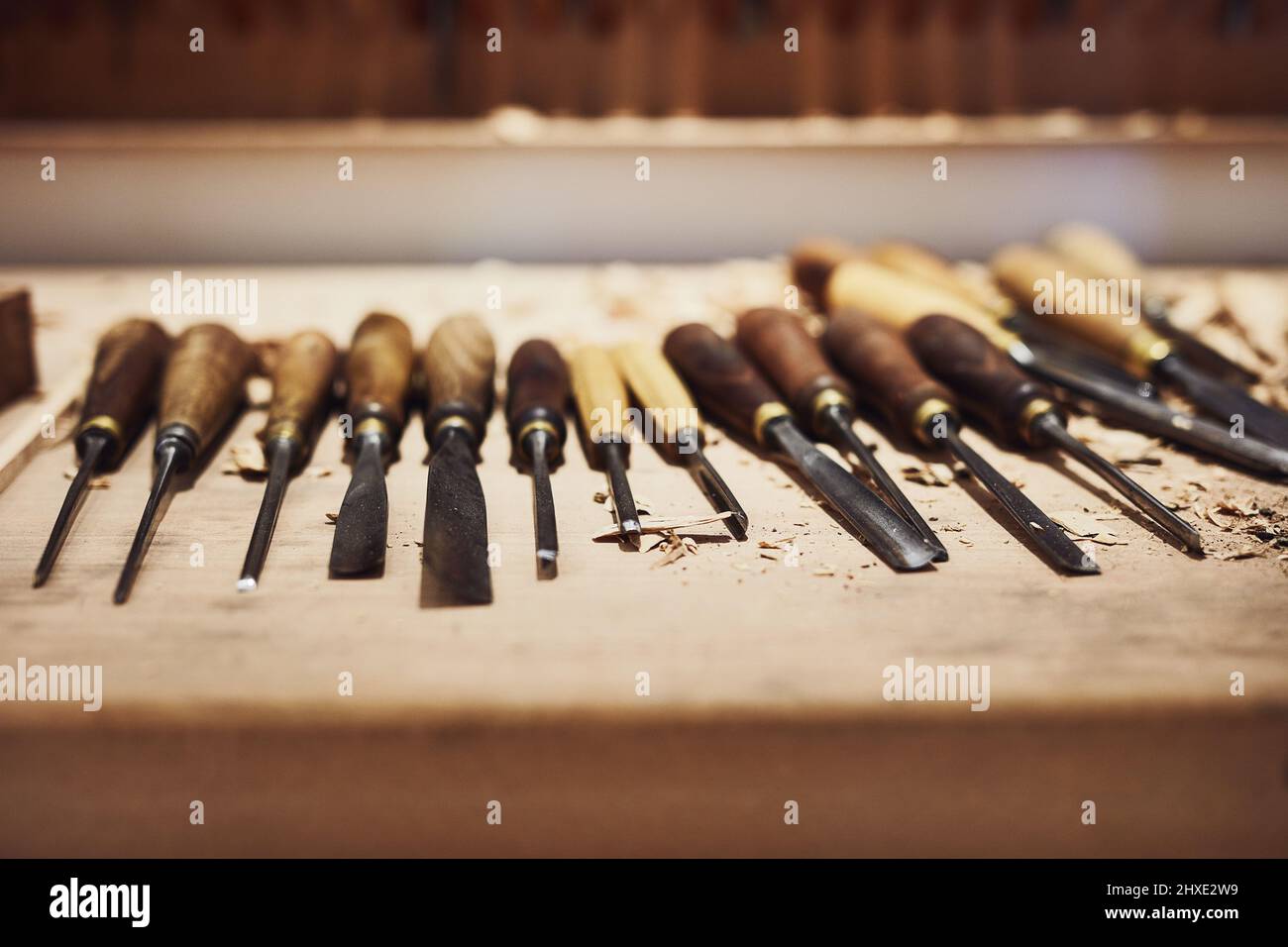 Il s'agit d'avoir les bons outils. Photo de l'intérieur d'un atelier d'artisans. Banque D'Images