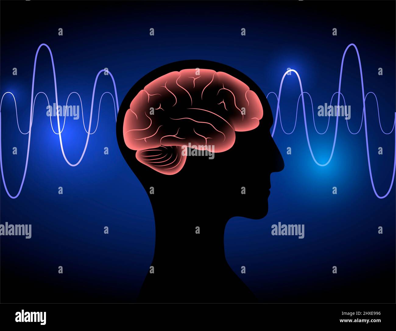 Ondes cérébrales, illustration Banque D'Images