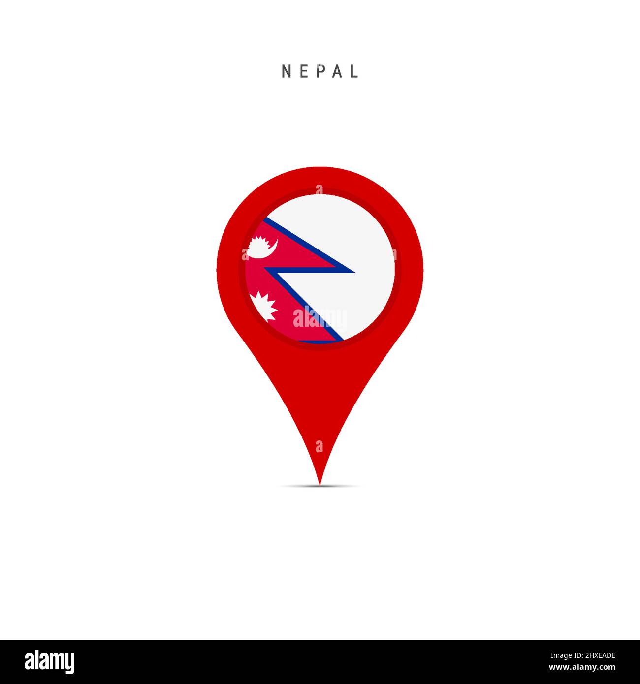 Marqueur de carte en forme de goutte d'eau avec drapeau du Népal. Drapeau népalais inséré dans la broche de la carte de localisation. Illustration vectorielle plate isolée sur fond blanc. Illustration de Vecteur