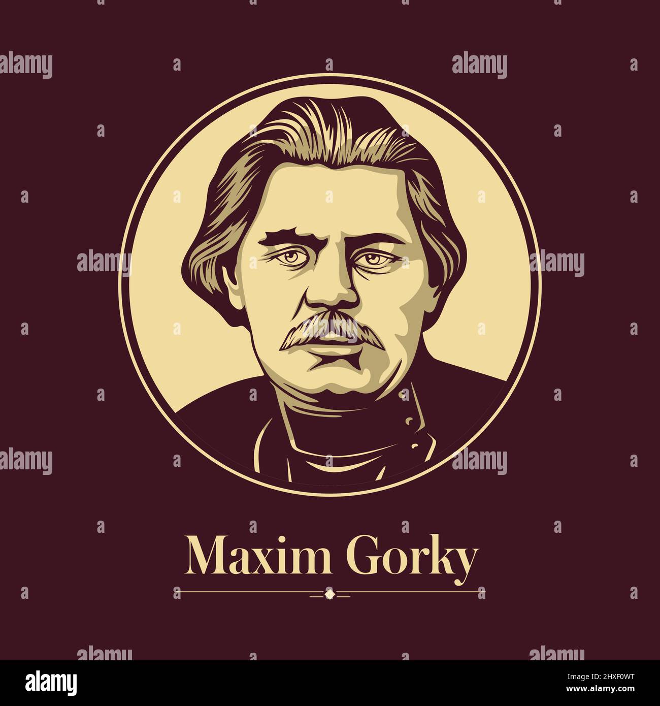 Portrait vectoriel d'un écrivain russe. Maxim Gorky était écrivain et activiste politique russe. Il a été nommé cinq fois pour le prix Nobel en litre Illustration de Vecteur