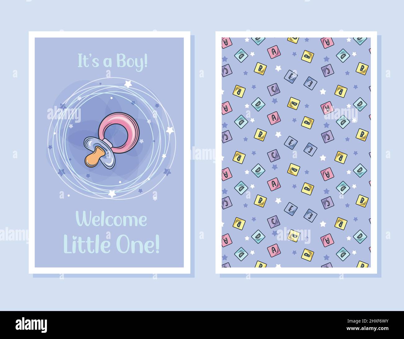 Carte de voeux pour bébé garçon pour douche de bébé. Modèle vectoriel. Illustration de Vecteur