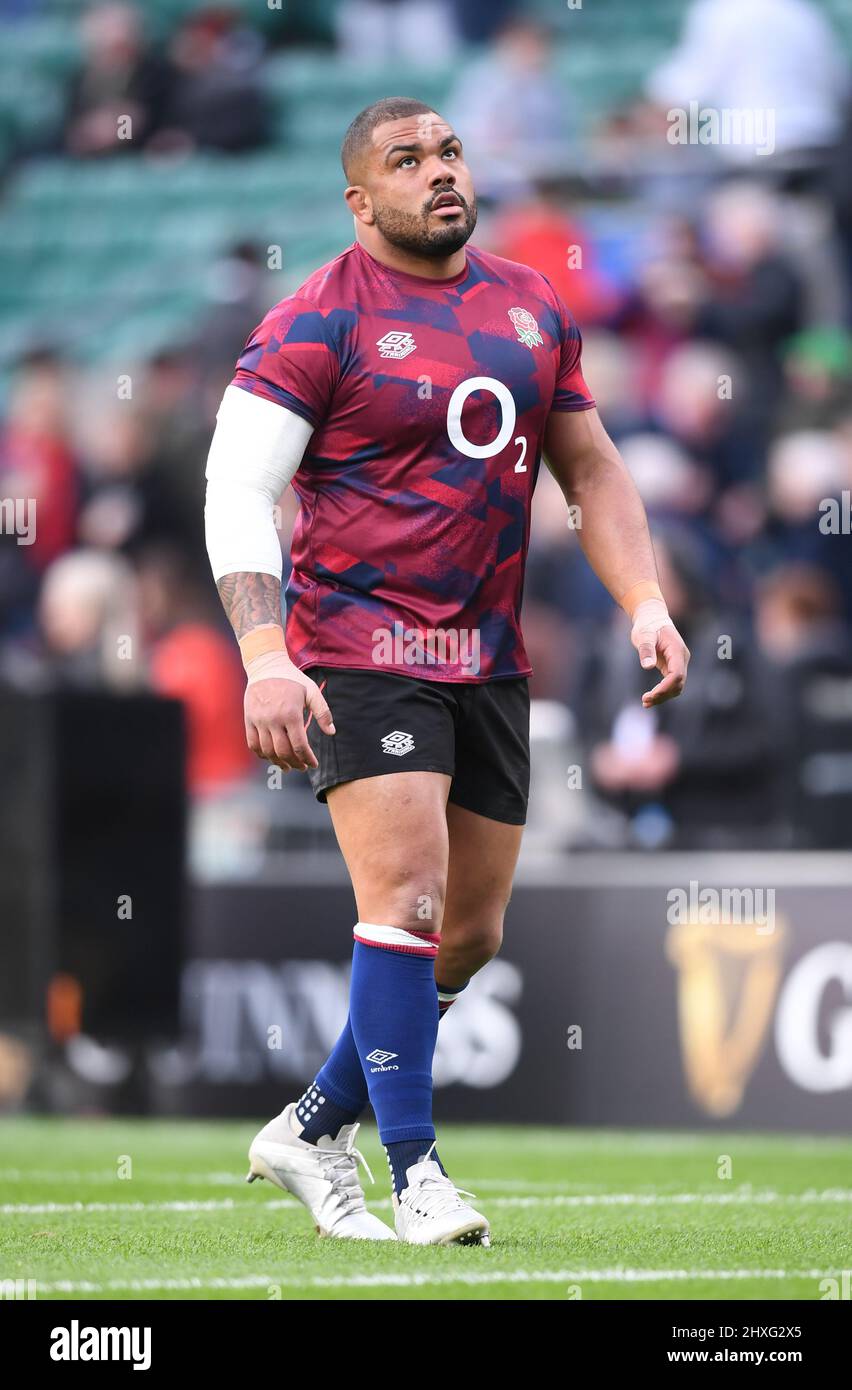 12th mars 2022 ; Twickenham Stadium, Londres, Angleterre ; Rugby international de 6 nations, L'Angleterre contre l'Irlande : Kyle Sinckler d'Angleterre se réchauffe Banque D'Images