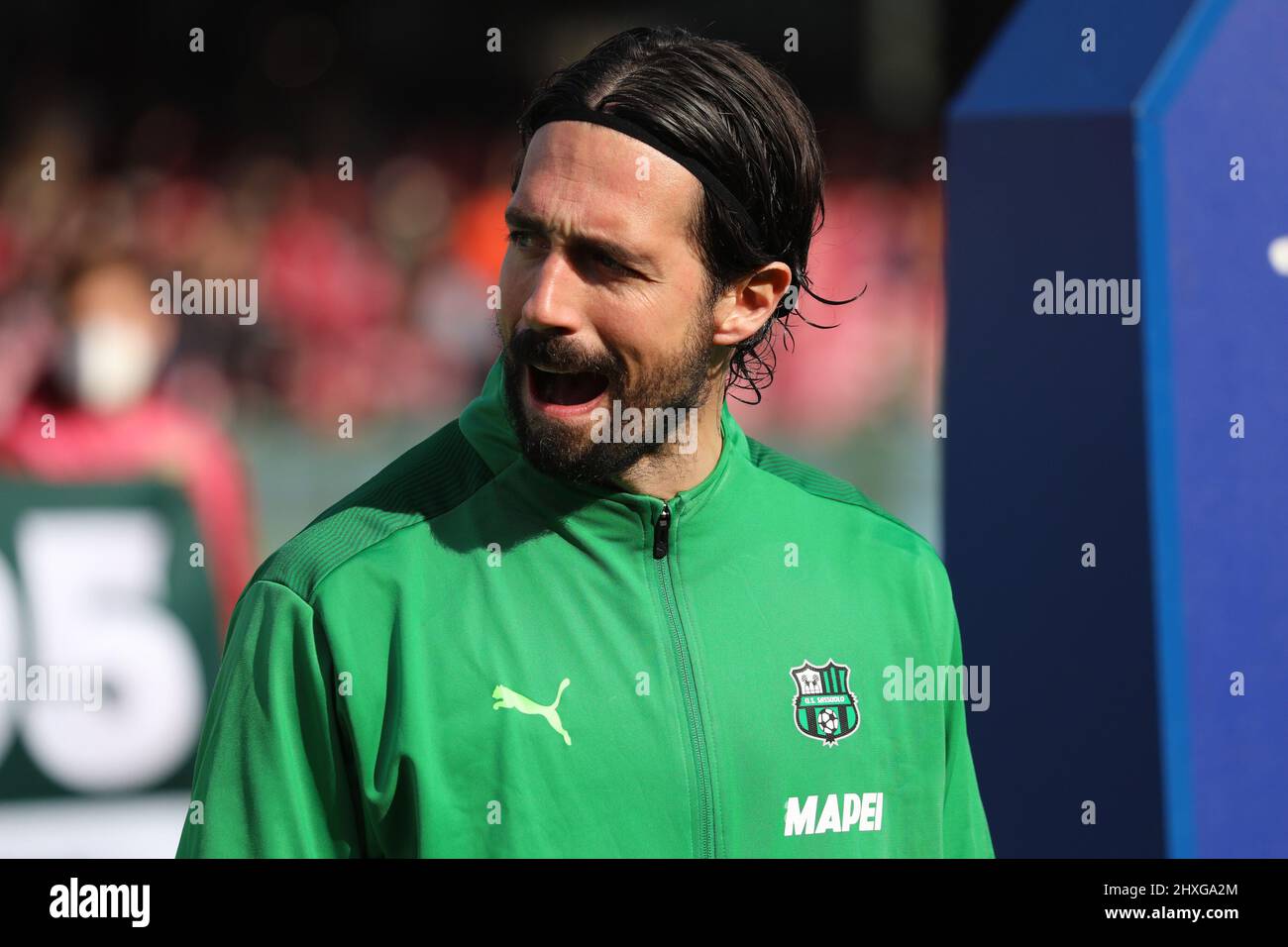 Salerno, Italie. 12th mars 2022. Andrea Consigli, de US SASSUOLO, réagit pendant la série Un match entre US Salernitana et US Sassuolo au Stadio Arechi le 12 mars 2022 à Salerno, en Italie. Crédit : Agence photo indépendante/Alamy Live News Banque D'Images