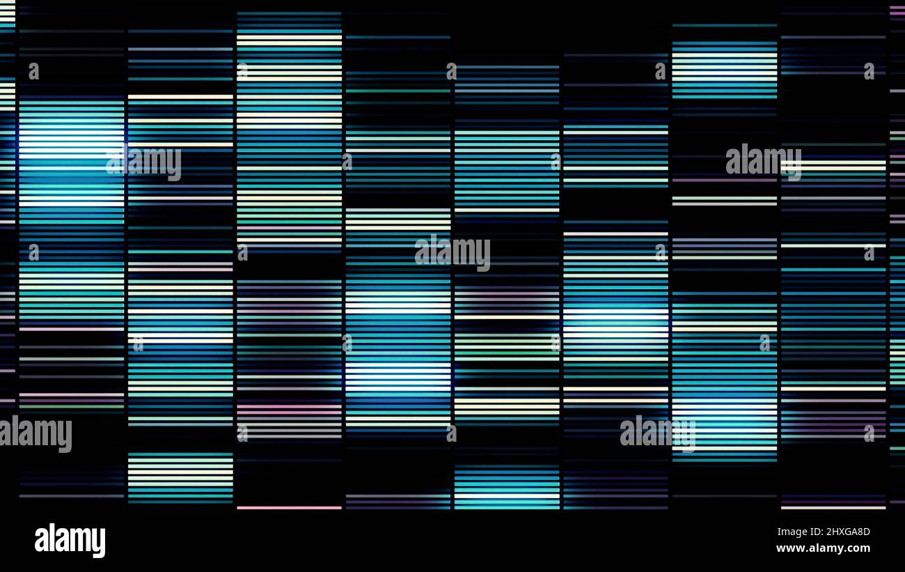Arrière-plan abstrait avec lignes de couleur néon en mouvement sur fond noir. Mouvement. Les jeux de lumières de nouveau-né horizontales bleu et noir hypnotiques clignotent rapidement Banque D'Images