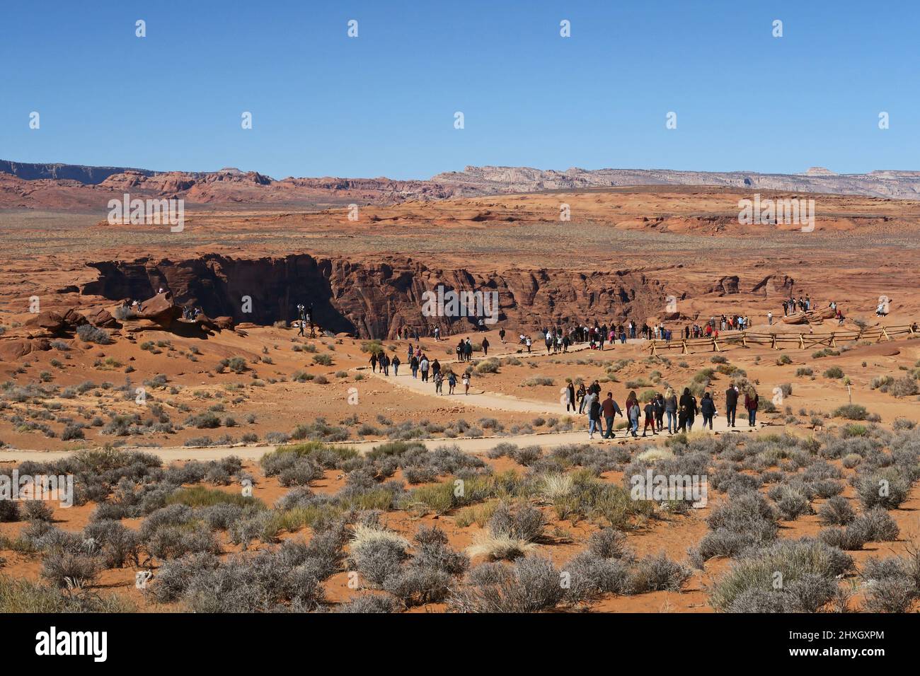 Sentier de randonnée vers Horseshoe Bend près de page Arizona Banque D'Images
