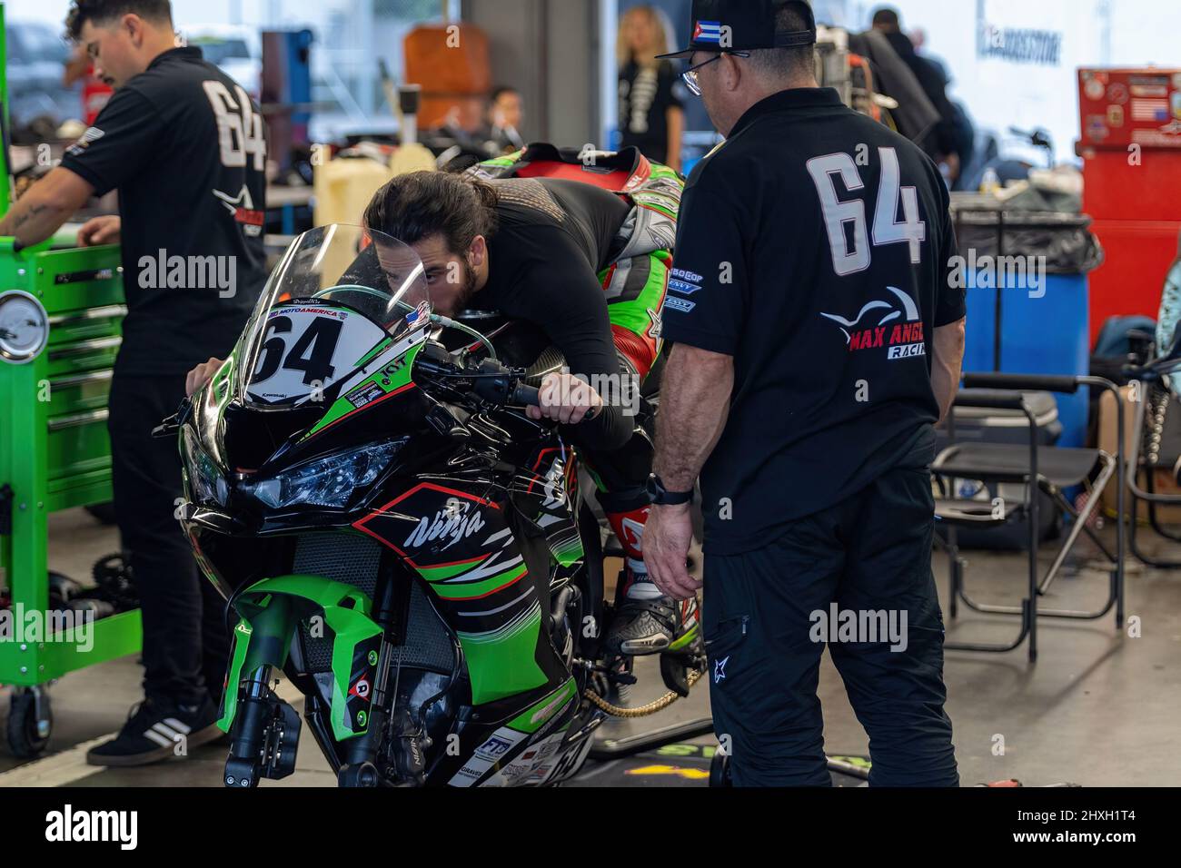 Daytona Beach, Floride, États-Unis. 12th mars 2022. Garage, arrêt à la fosse pendant le Daytona 200 au Daytona International Speedway à Daytona Beach, FL Banque D'Images