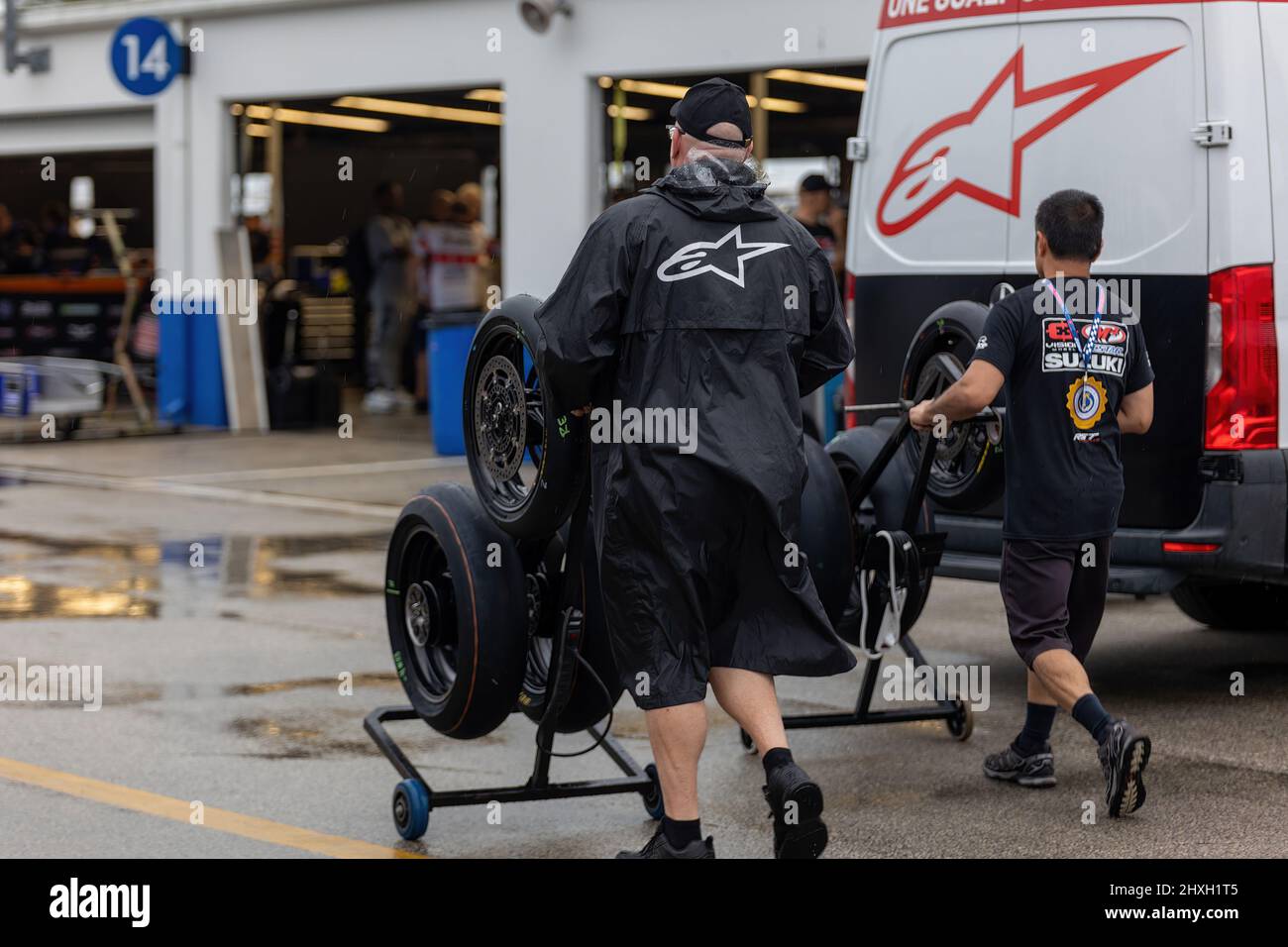 Daytona Beach, Floride, États-Unis. 12th mars 2022. Garage, arrêt à la fosse pendant le Daytona 200 au Daytona International Speedway à Daytona Beach, FL Banque D'Images