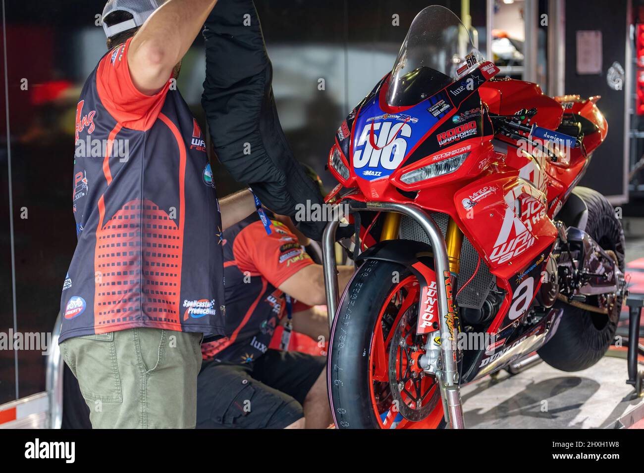 Daytona Beach, Floride, États-Unis. 12th mars 2022. Garage, arrêt à la fosse pendant le Daytona 200 au Daytona International Speedway à Daytona Beach, FL Banque D'Images