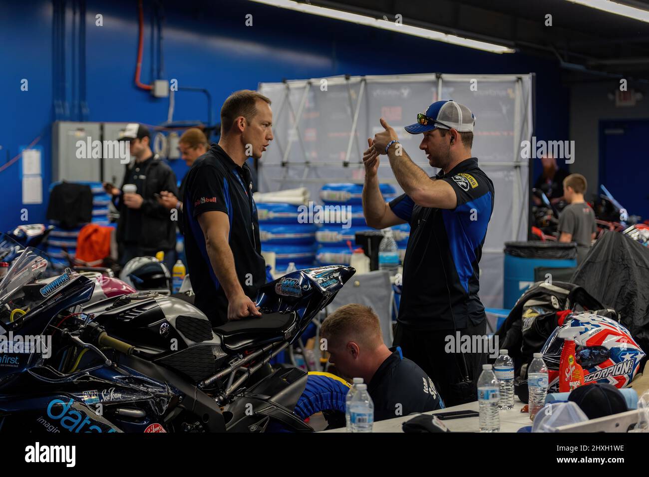Daytona Beach, Floride, États-Unis. 12th mars 2022. Garage, arrêt à la fosse pendant le Daytona 200 au Daytona International Speedway à Daytona Beach, FL Banque D'Images