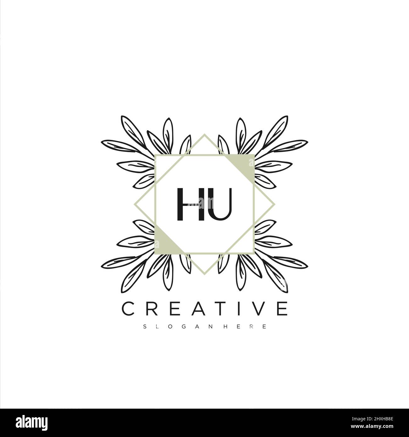 Hu lettre initiale Flower logo Template Vector Premium Vector Illustration de Vecteur