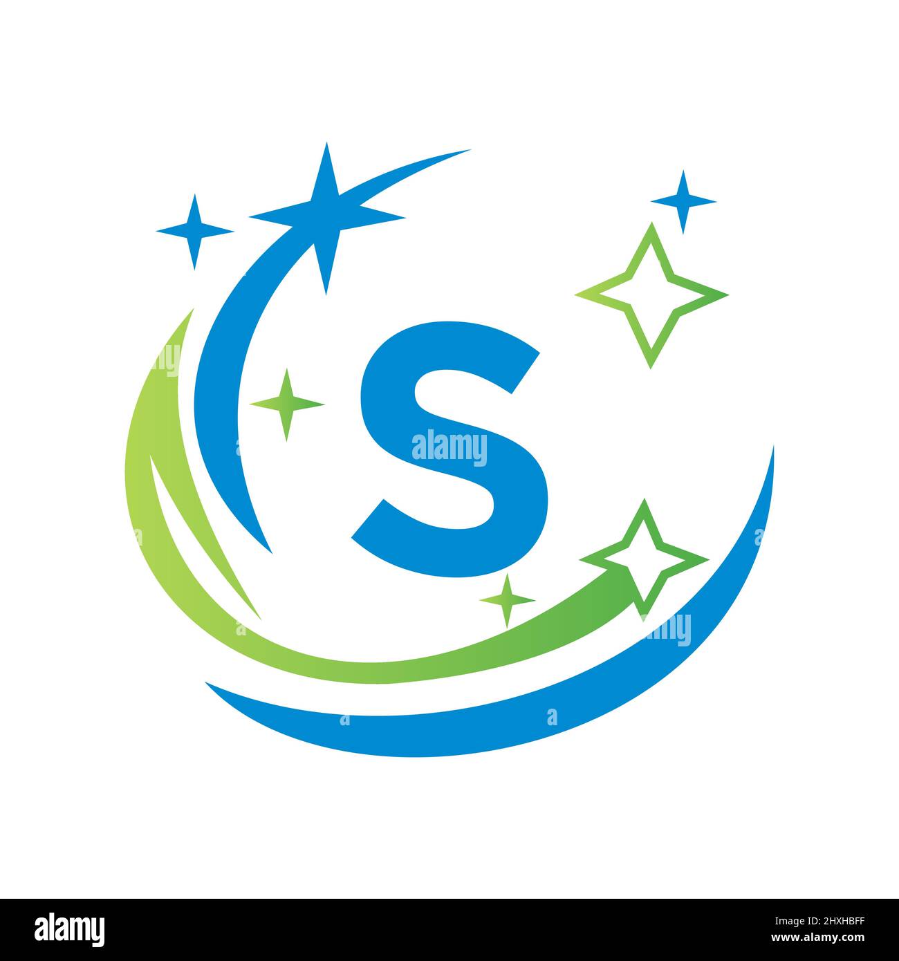 Balai Maid logo lettre S logotype. Modèle de gouttes d'eau. Logo de nettoyage de la maison sur la lettre S avec concept de spa d'eau Illustration de Vecteur
