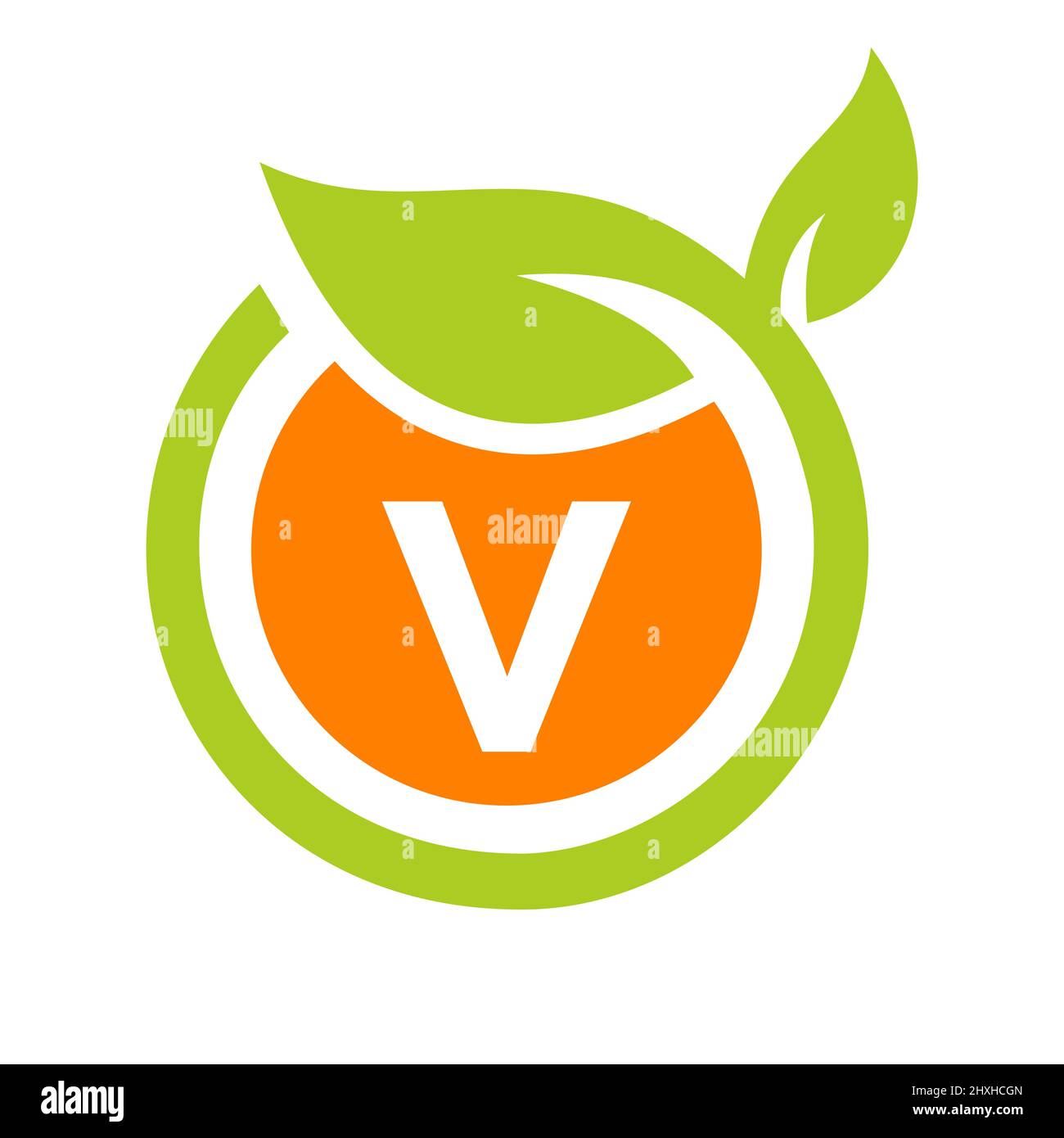 Logo ECO Design lettre V Vector. Modèle de conception d'icône de logo Eco Leaf sur le concept V Letter Illustration de Vecteur