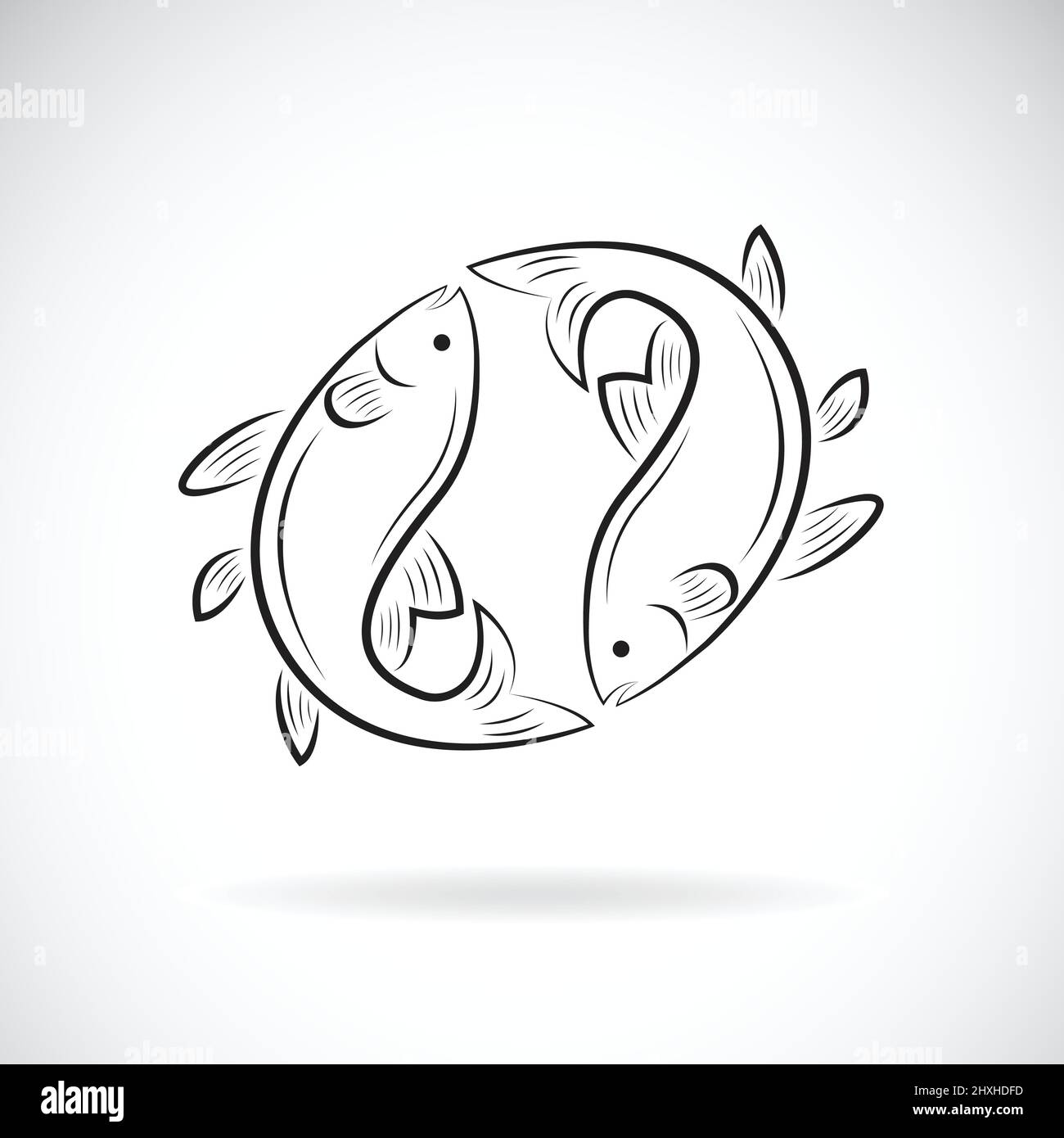 Vecteur de deux poissons sur fond blanc.Animal aquatique.Icône poisson.Illustration vectorielle superposée facile à modifier. Illustration de Vecteur