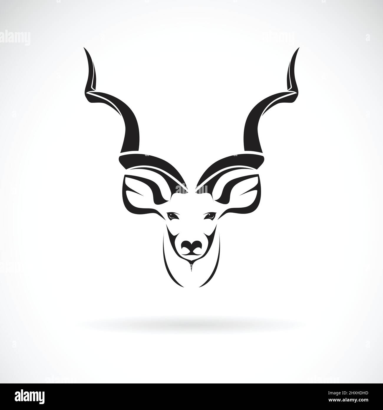 Vecteur du motif de tête de grand kudu sur fond blanc, Wild Animals. Illustration vectorielle superposée facile à modifier. Illustration de Vecteur