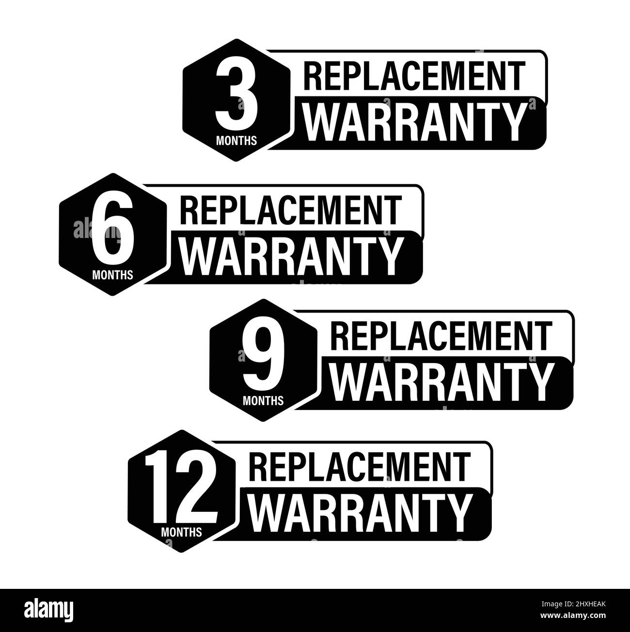 résumé de la garantie, : 3 mois, 6 mois, neuf mois et 12 mois de remplacement vecteur de garantie jeu d'icônes Illustration de Vecteur