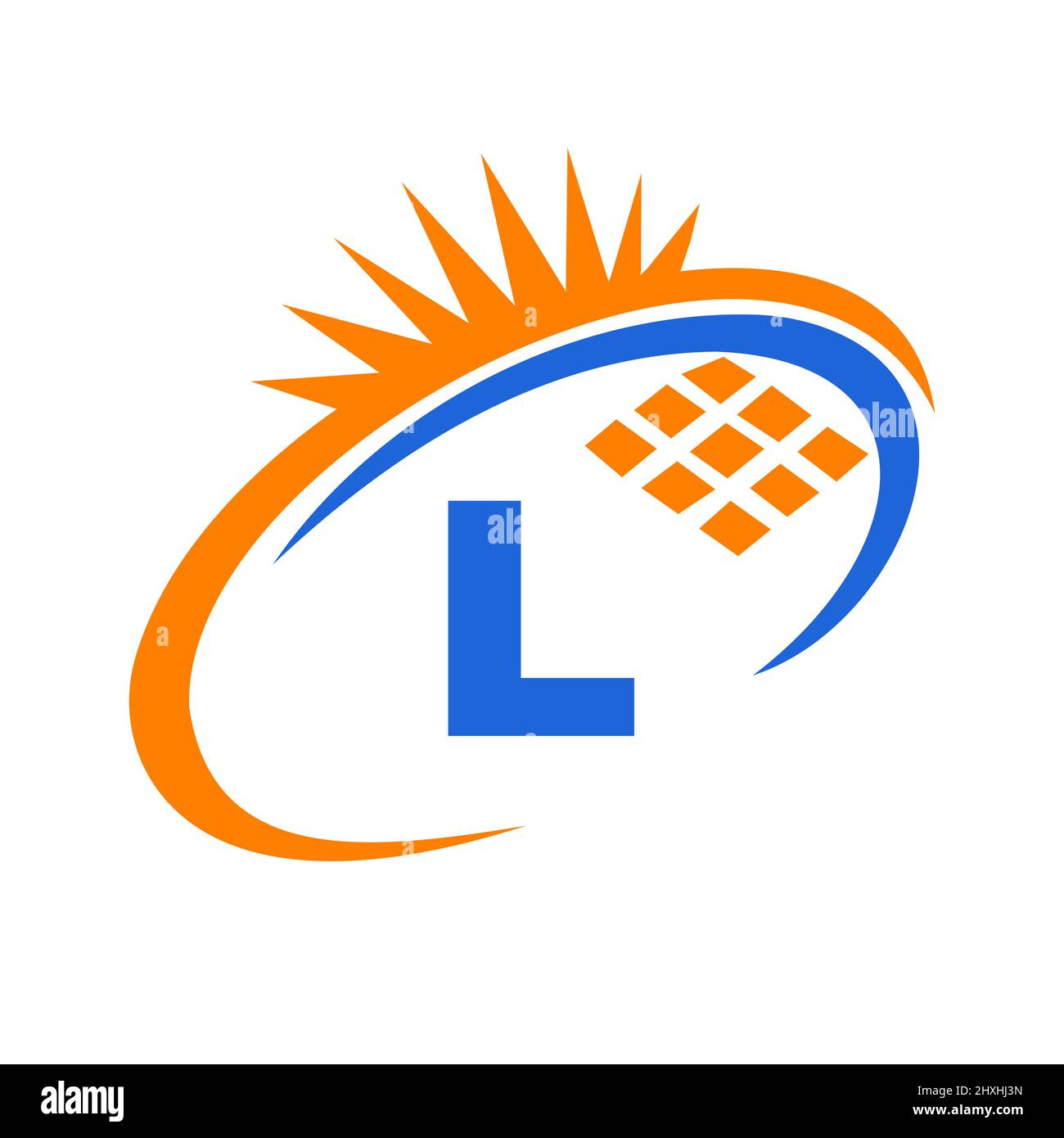 Lettre L à l'intérieur de la cellule solaire ou panneau solaire logo énergie. Logo lettre L avec éléments solaires, panneau solaire, panneau solaire Illustration de Vecteur