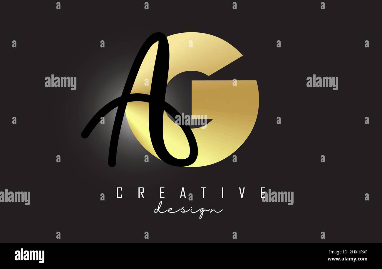 Logo Golden Letters GB au design minimaliste. Lettres G et B avec typographie géométrique et manuscrite. Illustration vectorielle créative avec lettres. Illustration de Vecteur