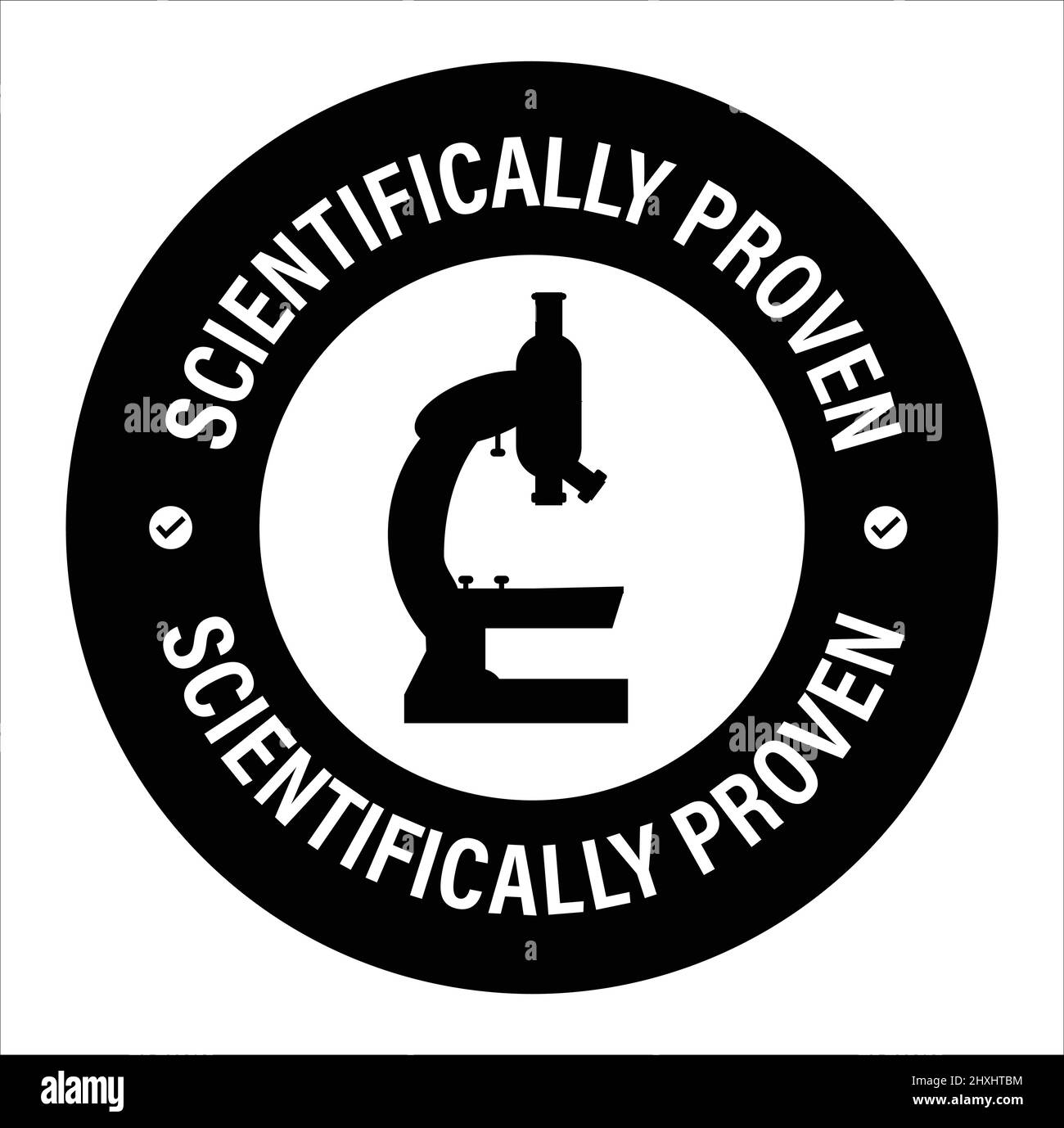 icône vectorielle scientifiquement prouvée avec symbole de microscope ...