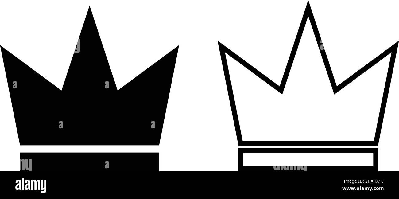 Ensemble d'icônes de silhouette de couronne monochrome. Roi et classement. Vecteur modifiable. Illustration de Vecteur