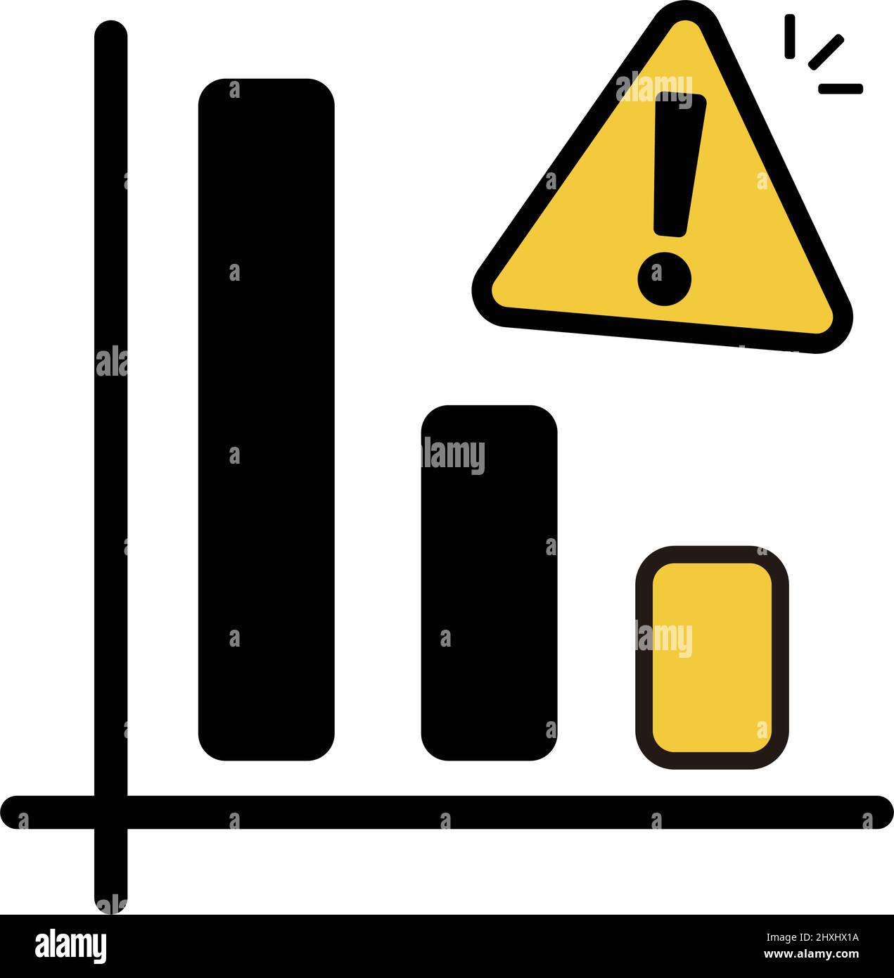Panneaux d'avertissement et graphiques à barres. Faillite crise.vecteur modifiable. Illustration de Vecteur