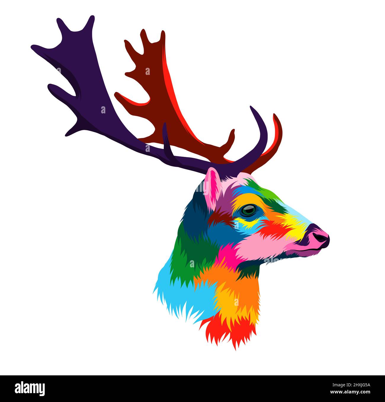 Portrait abstrait de la tête de cerf, cervus elaphus, dama dama à partir de peintures multicolores. Mise en plan colorée. Illustration vectorielle des peintures Illustration de Vecteur