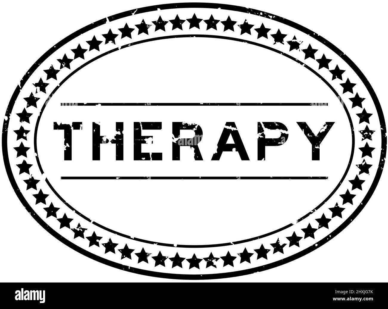 Grunge noir thérapie mot ovale joint en caoutchouc timbre sur fond blanc Illustration de Vecteur
