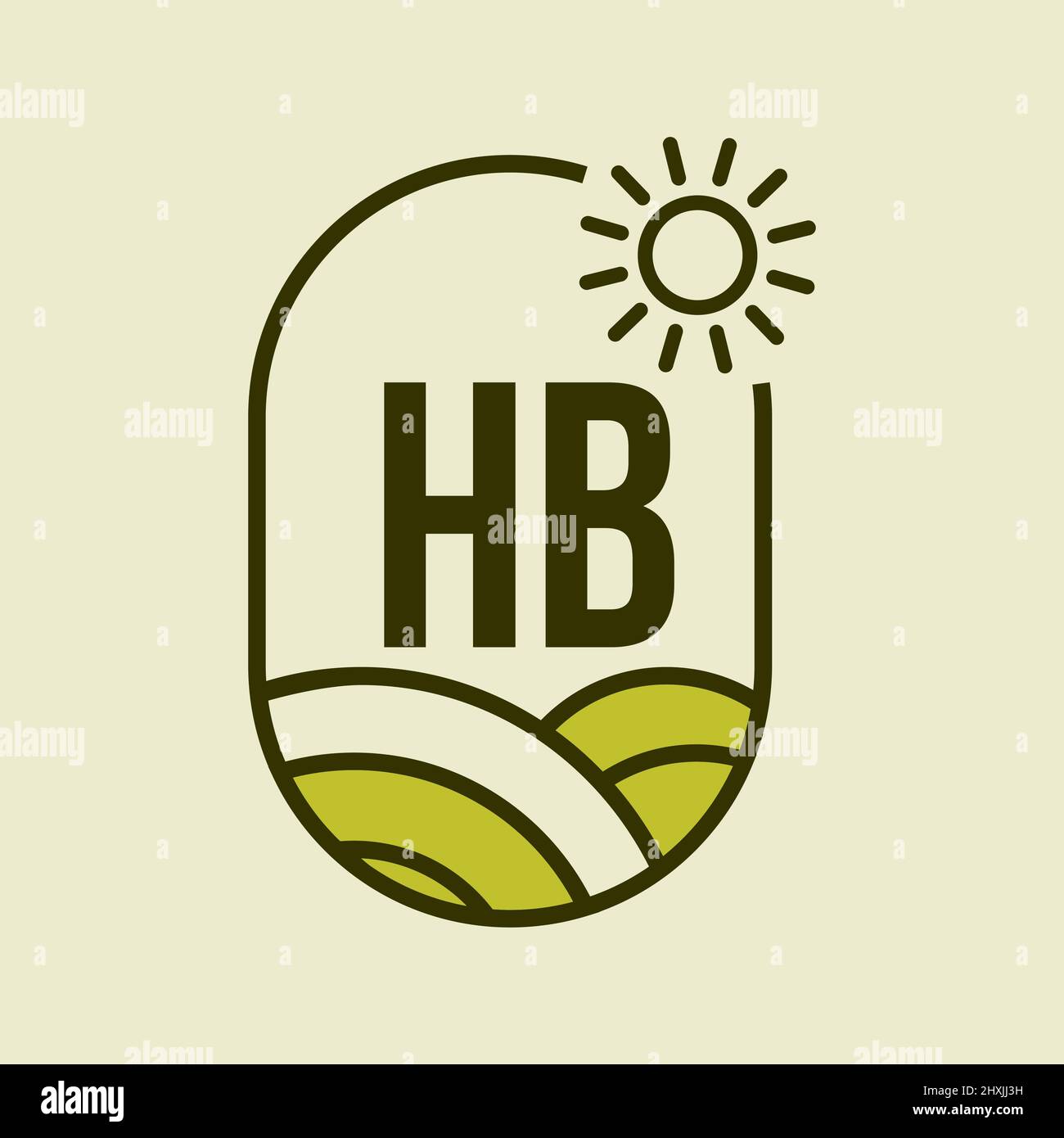 Logo agricole sur le modèle d'emblème HB. Lettre HB Agro Farm ...