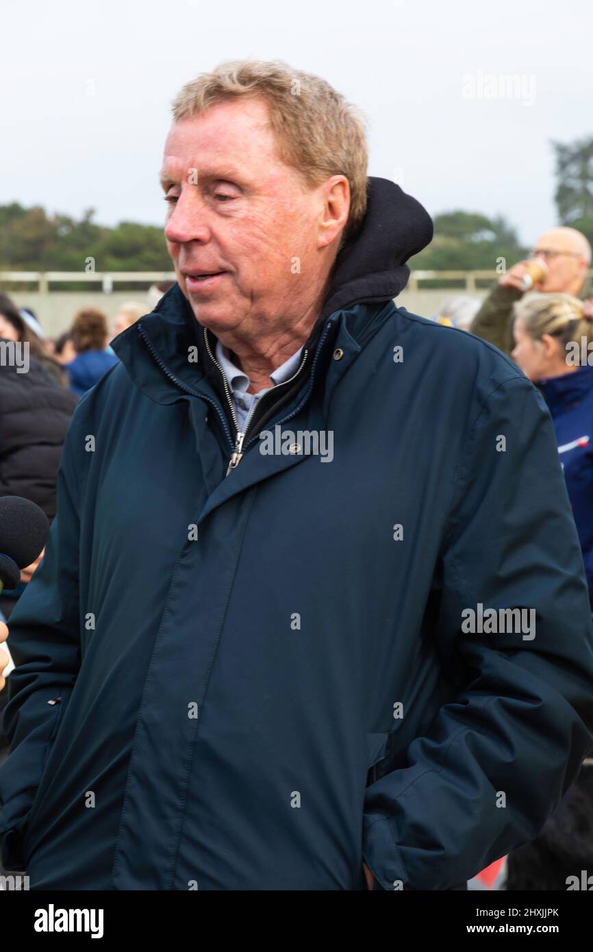 Bournemouth, Dorset, Royaume-Uni. 13th mars 2022. Harry Redknapp rejoint les partisans de Sandbanks qui marchent pour l'Ukraine, le long du front de mer de Bournemouth Pier à Sandbanks Beach, dont beaucoup portent des bleus et des jaunes pour montrer leur soutien, Collecte d'argent pour le DEC Ukraine appel humanitaire soutenant ActionAid et les organisateurs de décembre Rob Wylie et son épouse Giorgia s'engagent à égaler le montant élevé jusqu'à un maximum de £10 000, visant ainsi pour £20 000 au total. Crédit : Carolyn Jenkins/Alay Live News Banque D'Images