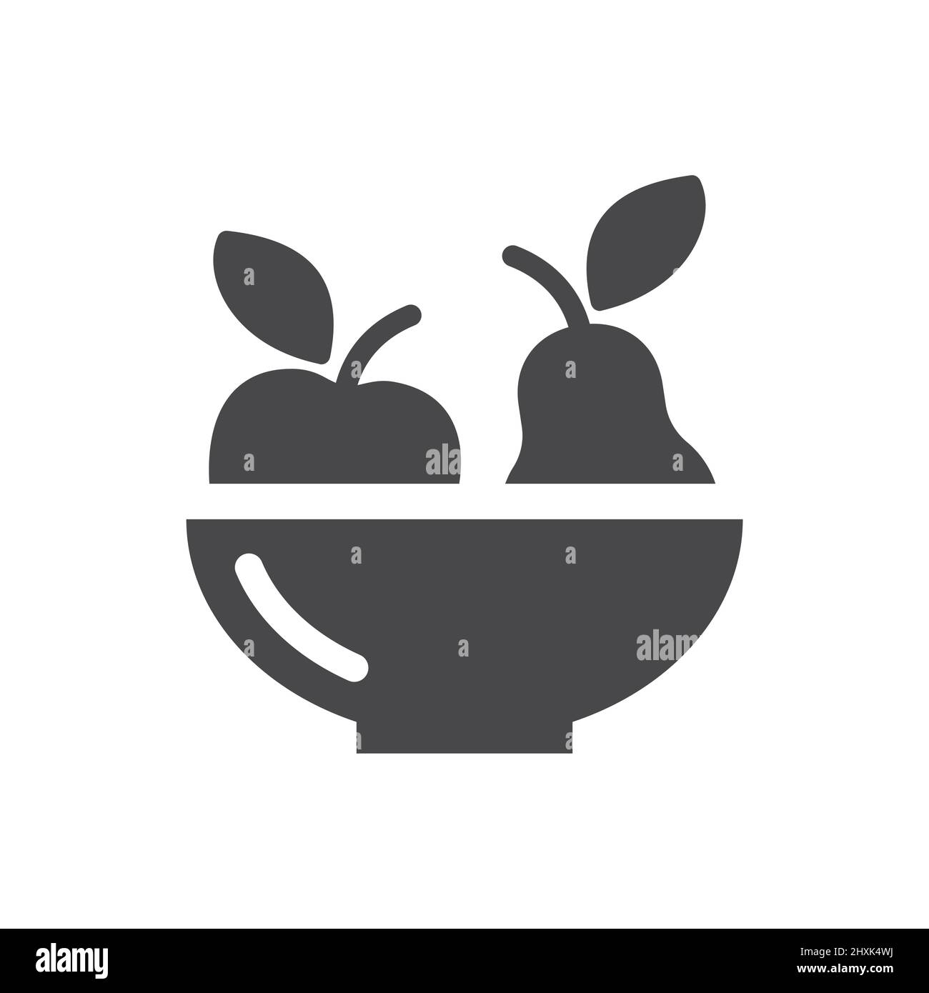 Bol de fruits noir vecteur icône. Poire et pomme, symbole de portion de fruit remplie. Illustration de Vecteur