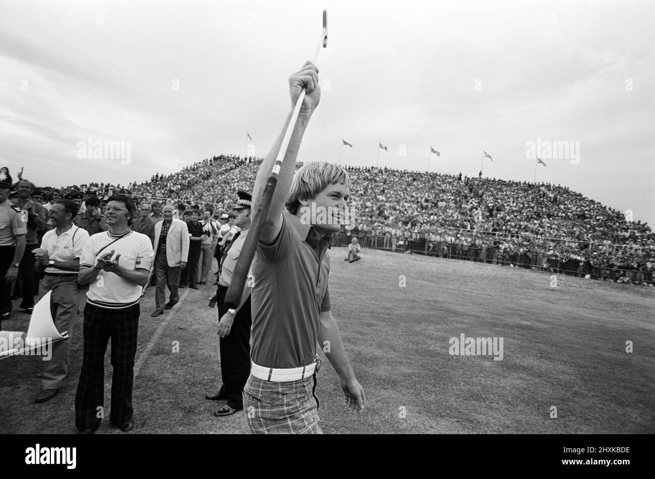 British Open 1976. Royal Birkdale Golf Club, Southport, Sefton, Merseyside, 10th juillet 1976. Open Champion 1976, Johnny Miller. Banque D'Images