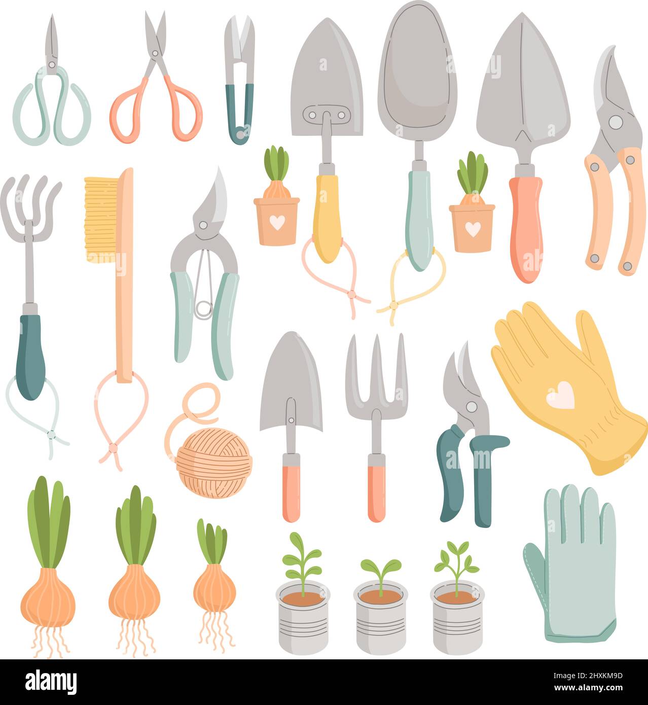 Ensemble de jardin de printemps, motif plat coloré, vecteur Illustration de Vecteur