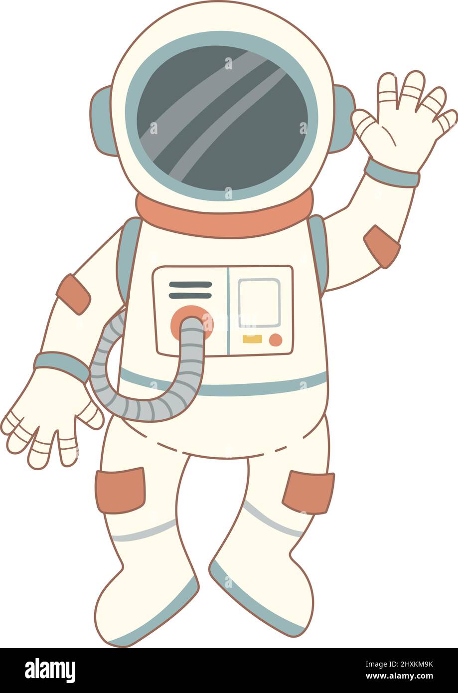 Un petit astronaute qui lui fait la main, un vecteur de dessin animé Illustration de Vecteur