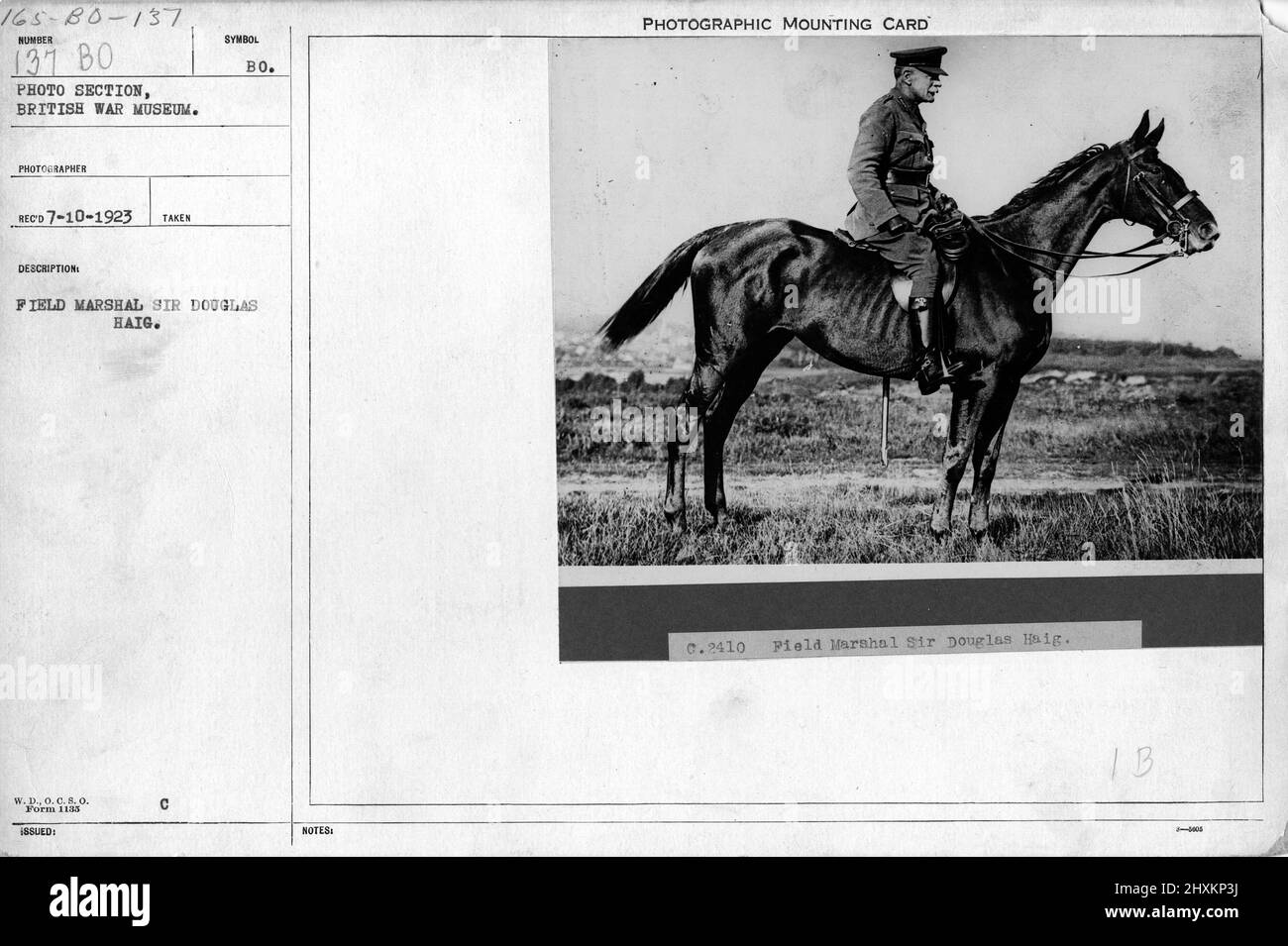 Maréchal Sir Douglas Haig. Collection de photographies de la première Guerre mondiale, 1914-1918 qui décrivent les activités militaires des forces armées et du personnel britanniques et d'autres nations pendant la première Guerre mondiale Banque D'Images