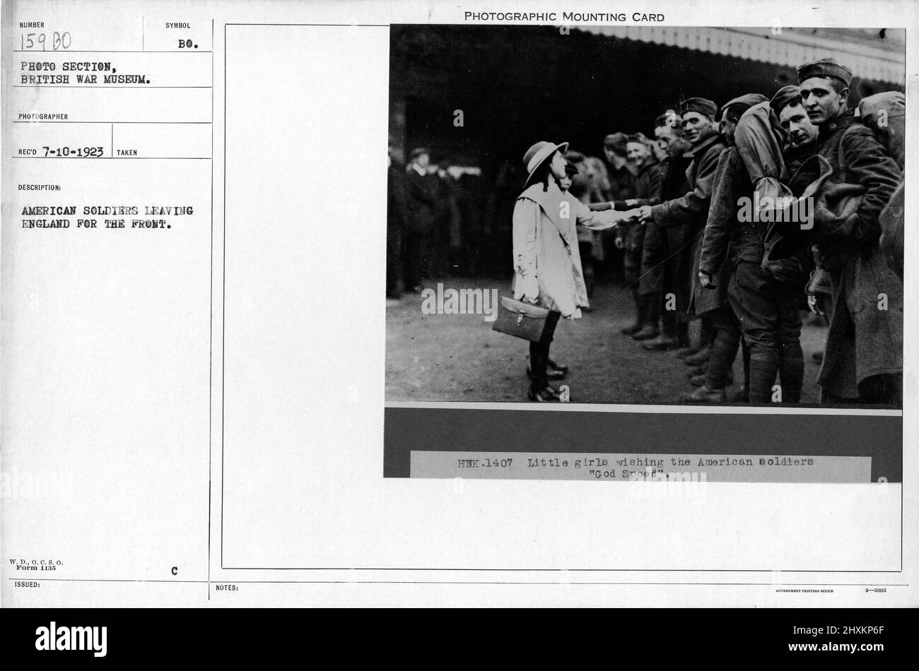 Les soldats américains quittent l'Angleterre pour le front. Collection de photographies de la première Guerre mondiale, 1914-1918 qui décrivent les activités militaires des forces armées et du personnel britanniques et d'autres nations pendant la première Guerre mondiale Banque D'Images