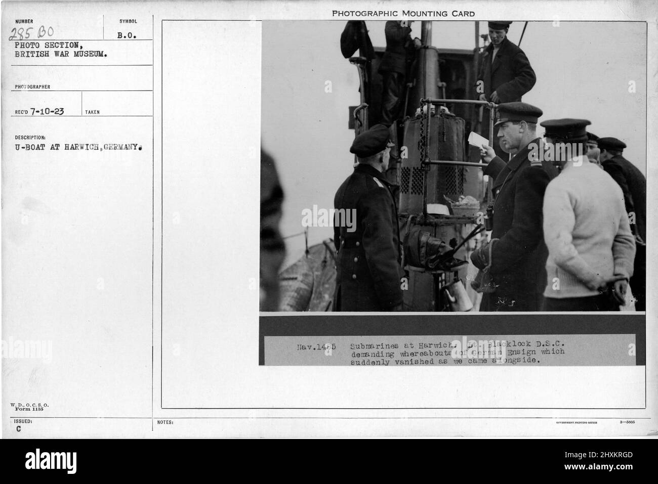 U-boat à Harwich, Angleterre Collection de photographies de la première Guerre mondiale, 1914-1918 qui décrivent les activités militaires des forces et du personnel armés britanniques et d'autres nations pendant la première Guerre mondiale Banque D'Images