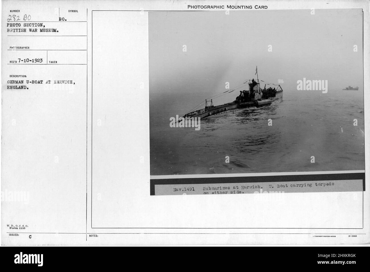 U-boat allemand à Harwich, Angleterre. Collection de photographies de la première Guerre mondiale, 1914-1918 qui décrivent les activités militaires des forces armées et du personnel britanniques et d'autres nations pendant la première Guerre mondiale Banque D'Images