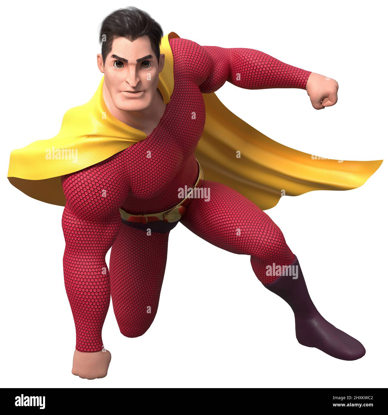 Le super-héros débarque sur le blanc Banque D'Images