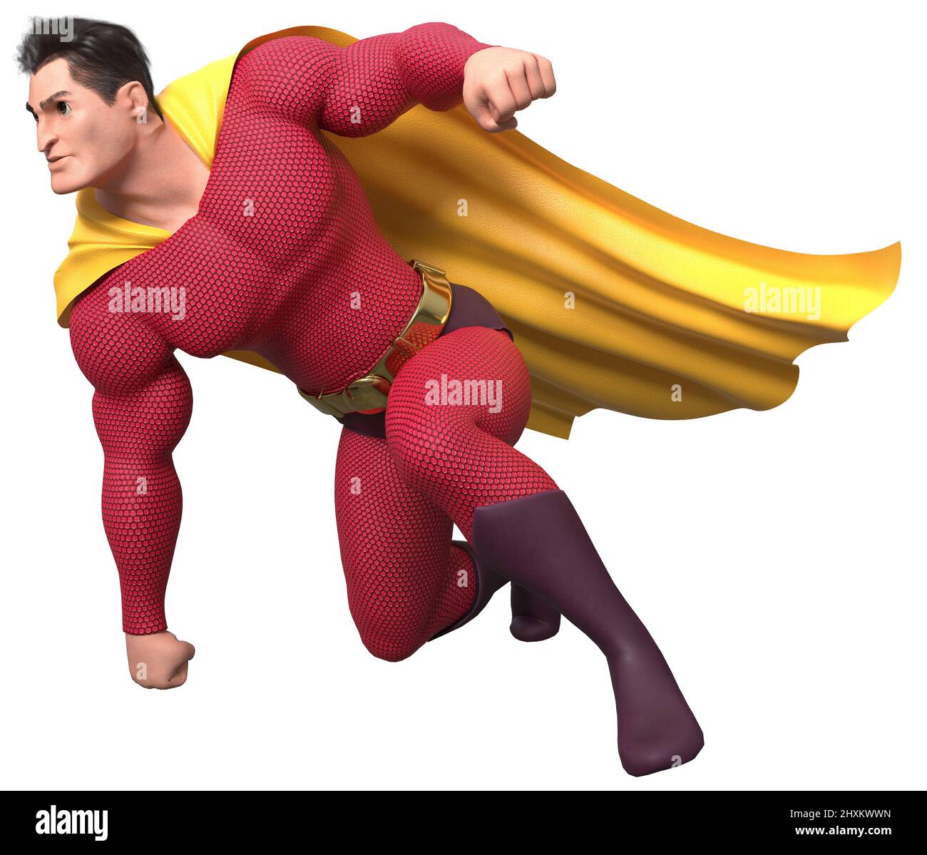 Le super-héros débarque sur le blanc Banque D'Images
